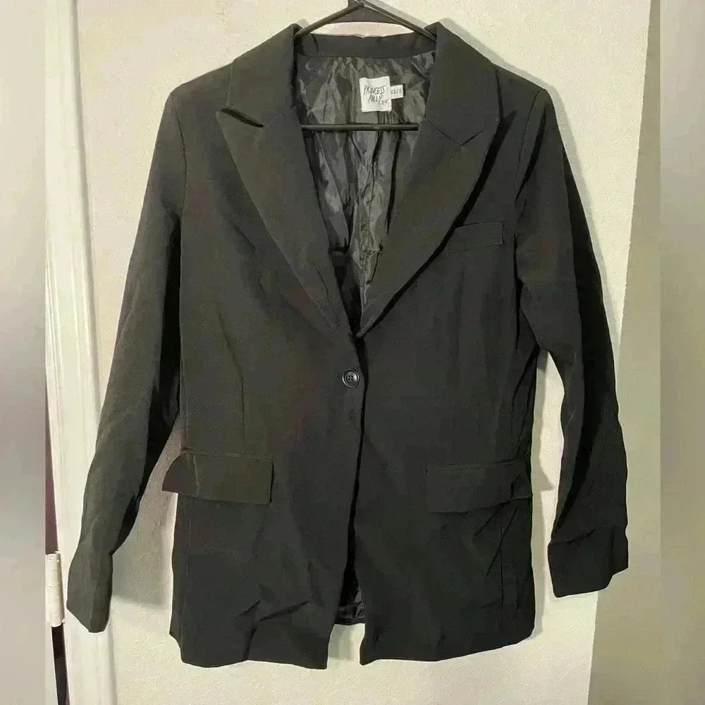 Princess Polly Black Oversized Talisa Blazer Long Sleeve Shoulder Padded Sz XS S